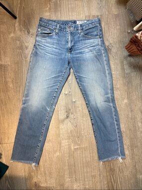 AG Adriano Goldschmied Light Wash Distressed Hem Jeans Size 26